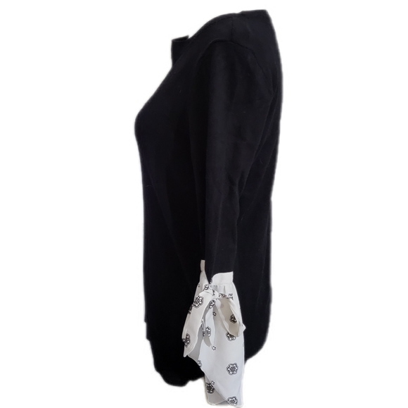 NWOT LOFT soft knit cotton sweater with contrasting flared bell sleeves, Sz XS - Picture 5 of 9